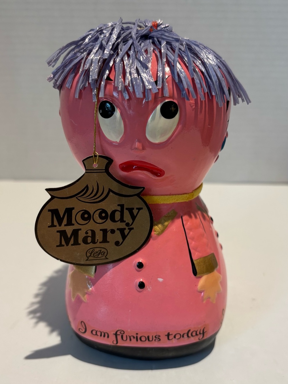 Lego Moody Mary Vintage 1970's Pink Chalkware Bank with Retail Hang-Tag Japan